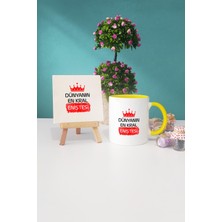 Hedizu Enişteye Hediye Dünyanın En Kral Eniştesi Sarı Kupa Bardak Dekoratif Taş