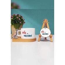 Hedizu Diş Hekimi Ahşap Altlıklı Fincan ve Anahtarlık