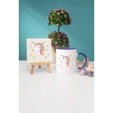 Hedizu Unicorn Lacivert Kupa Bardak Dekoratif Taş