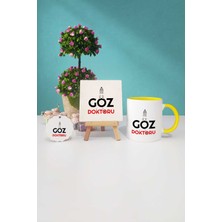 Hedizu Göz Doktoru Hediye Sarı Kupa Bardak Dekoratif Taş Anahtarlık