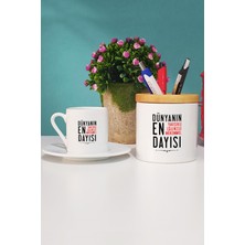 Hedizu Dayıya Hediye Türk Kahvesi Fincanı Beyaz ve Kalemlik