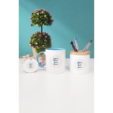 Hedizu Doğum Günü Hediyesi Mavi Kupa Bardak Kalemlik Anahtarlık