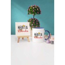 Hedizu Harita Mühendisi Hediye Lacivert Kupa Bardak Dekoratif Taş