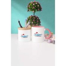 Hedizu En Tatlı Su Ürünleri Mühendisi Pembe Kupa Bardak Kalemlik