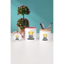 Hedizu Babalar Günü Hediyesi Kırmızı Kupa Bardak Kalemlik Anahtarlık