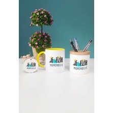 Hedizu Jeofizik Mühendisi Hediye Sarı Kupa Bardak Kalemlik Anahtarlık