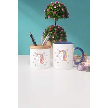 Hedizu Unicorn Lacivert Kupa Bardak Kalemlik