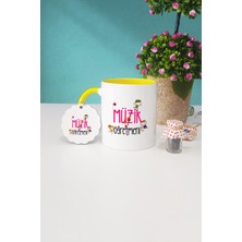 Hedizu Müzik Öğretmeni Hediye Sarı Kupa Bardak Anahtarlık