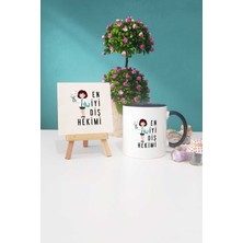 Hedizu En Iyi Diş Hekimi Hediye Siyah Kupa Bardak Dekoratif Taş