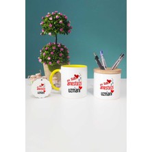 Hedizu En Tatlı Anestezi Uzmanı Sarı Kupa Bardak Kalemlik Anahtarlık