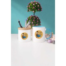 Hedizu Öğretmenler Günü Hediyesi Mavi Kupa Bardak Kalemlik