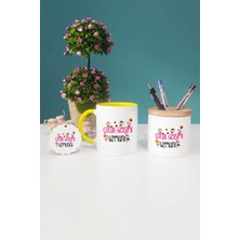 Hedizu Çocuk Gelişimi Uzmanı Hediye Sarı Kupa Bardak Kalemlik Anahtarlık