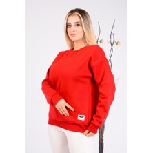 Bold Pıle Bisiklet Yaka Unisex Oversize Basic Sweatshirt