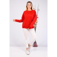 Bold Pıle Bisiklet Yaka Unisex Oversize Basic Sweatshirt