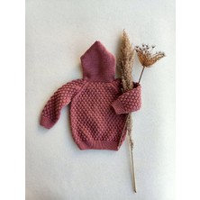 Handmade Kapüşonlu El Örgüsü Çocuk HIRKASI,%100 Pamuk Desenli Çocuk Hırka