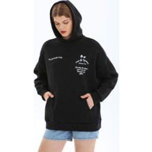 Butik Muson Minimal Baskılı Oversize Hoodie