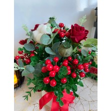 Eloza Floral Art Ithal Kokina,  Gül, Okaliptus ile Kuru Haşhaş ve Pamukla Tasarlanan Vazo Arajmanı