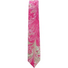 ElifEbru Exclusive Handicrafts Ebru Sanatı El Yapımı Pembe Gri Ipek Kravat Ikr 96
