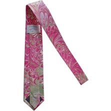 ElifEbru Exclusive Handicrafts Ebru Sanatı El Yapımı Pembe Gri Ipek Kravat Ikr 96