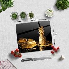 Decorita Altın Ananas | Cam Kesme Tahtası - Cam Kesme Tablası