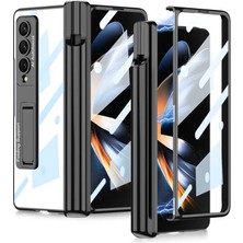 Samsung Galaxy Z Fold 4 Kılıf Kalem Bölmeli Standlı Kapaklı Katlanabilir Parlak Darbe Emici Kapak