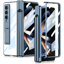 Samsung Galaxy Z Fold 4 Kılıf Kalem Bölmeli Standlı Kapaklı Katlanabilir Parlak Darbe Emici Kapak