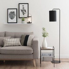 Riolight  Retro,rustik,vintage Kumaş Başlık Siyah Metal Lambader Köşe Lambası