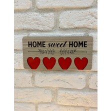 My Wall My Home "home Sweet Home" El Yapımı Ahşap Mdf Anahtarlık Askısı Pano Anahtarlık