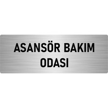 Özarslan Dizayn Metal Yönlendirme Levhası, Departman Kapı Isimliği Asansör Bakım Odası 10X20 Cm Gümüş Renk