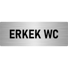 Özarslan Dizayn Metal Yönlendirme Levhası, Departman Kapı Isimliği Erkek Wc 7X20 Cm Gümüş Renk