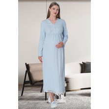 Mecit Pijama Mecit 1512 Mavi Hamile Lohusa Gecelik