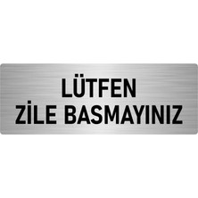 Özarslan Dizayn Metal Yönlendirme Levhası, Departman Kapı Isimliği Lütfen Zile Basmayınız 5X20 Cm Gümüş Renk