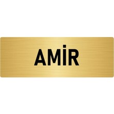 Özarslan Dizayn Metal Yönlendirme Levhası, Departman Kapı Isimliği Amir 10X20 Cm Altın Renk
