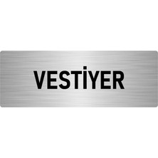 Özarslan Dizayn Metal Yönlendirme Levhası, Departman Kapı Isimliği Vestiyer 10X20 Cm Gümüş Renk