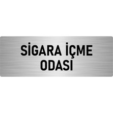 Özarslan Dizayn Metal Yönlendirme Levhası, Departman Kapı Isimliği Sigara Içme Odası 10X20 Cm Gümüş Renk