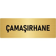 Özarslan Dizayn Metal Yönlendirme Levhası, Departman Kapı Isimliği Çamaşırhane 7X20 Cm Altın Renk
