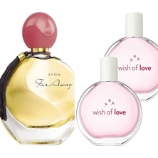 Avon Far Away Edp ve 2 Adet 50 ml Wish Of Love Edt 50 ml Kadın Parfüm Seti Orjinal