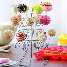 Adin Tasarım Pop Kek Mini Kek Lolipop Şeker Standı Sunum Standı Mini Kek Pasta Sunum Servis Tabağı 3 Katlı Metal