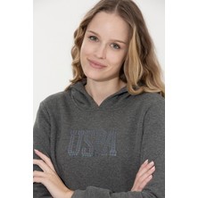 U.S. Polo Assn. Kadın Antrasit Melanj Sweatshirt 50256249-VR081