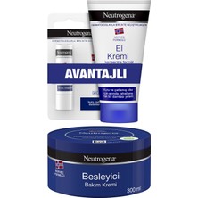 Neutrogena Norveç Formülü Besleyici Bakım Kremi 300 ml Parfümlü El Kremi 75 ml Dudak Kremi