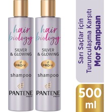 Pantene Hair Biology Turunculaşma Karşıtı Silver/ Mor Şampuan, Sarı Saçlar Için, 250ml X2
