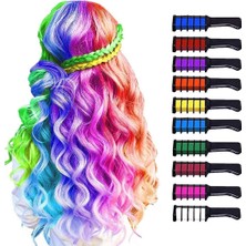 Cadde Outlet Saç Tebeşiri Taraklı, Renkli Saç Boyası Tebeşiri, 10 Lu Geçici Tebeşir Seti (Hair Chalk