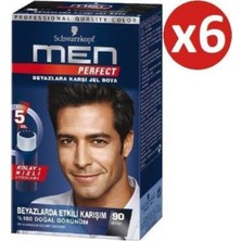 Schwarzkopf Men Perfect 90 Siyah Saç Boyası 6 Adet (Yeni Ambalaj)