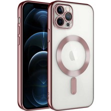 noktaks - Apple iPhone 13 Pro - Kılıf Kamera Korumalı Magsafe Wireless Şarj Özellikli Demre Kapak - Rose Gold