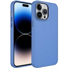 noktaks - Apple iPhone 14 Pro Max - Kılıf Metal Çerçeve ve Buton Tasarımlı Silikon Luna Kapak - Lavendery Gray