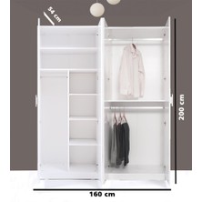 Kenyap Plus 812493 Stella 4 Kapaklı Parlak Beyaz Gardırop