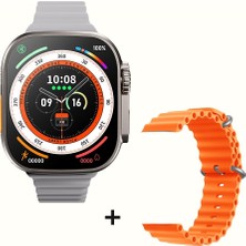 Pazariz Gs8 Watch 8 Ultra Akıllı Saat Beyaz Türkçe Watch 2.02 Inc Turuncu Slikon Kordon Hediye