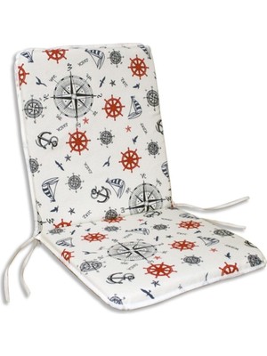 Nelson Sandalye Minderi 1 Adet Bağcıklı Bahçe Minderi Arkalıklı (Marin-Çapa)Yıkanabilir