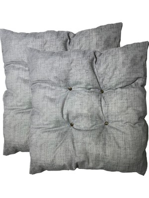 Nelson Dekoratif Pofidik Puf Sandalye Minderi  Kare 35X35X7 Cm-Gri(2 Adet)