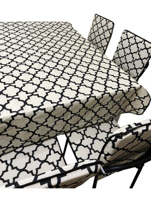Nelson Sandalye Minderi Büyük Boy Arkalıklı 6 Adet ve Masa Örtüsü Takımı (Alaçatı)